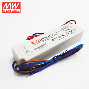 MEAN BEM 60 W UL &amp; CE &amp; CB 90-264VAC Entrada Universal 24 V 2.5A Tensão Constante IP 67 LED Driver LPV-60-24